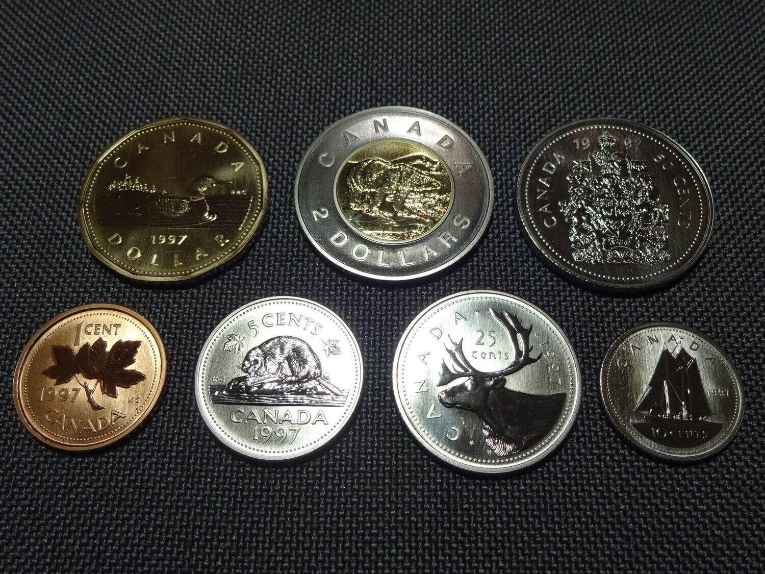 Kursmünzensatz KMS Set Kanada 1997 1 Cent - 2 Dollars Reverse Proof