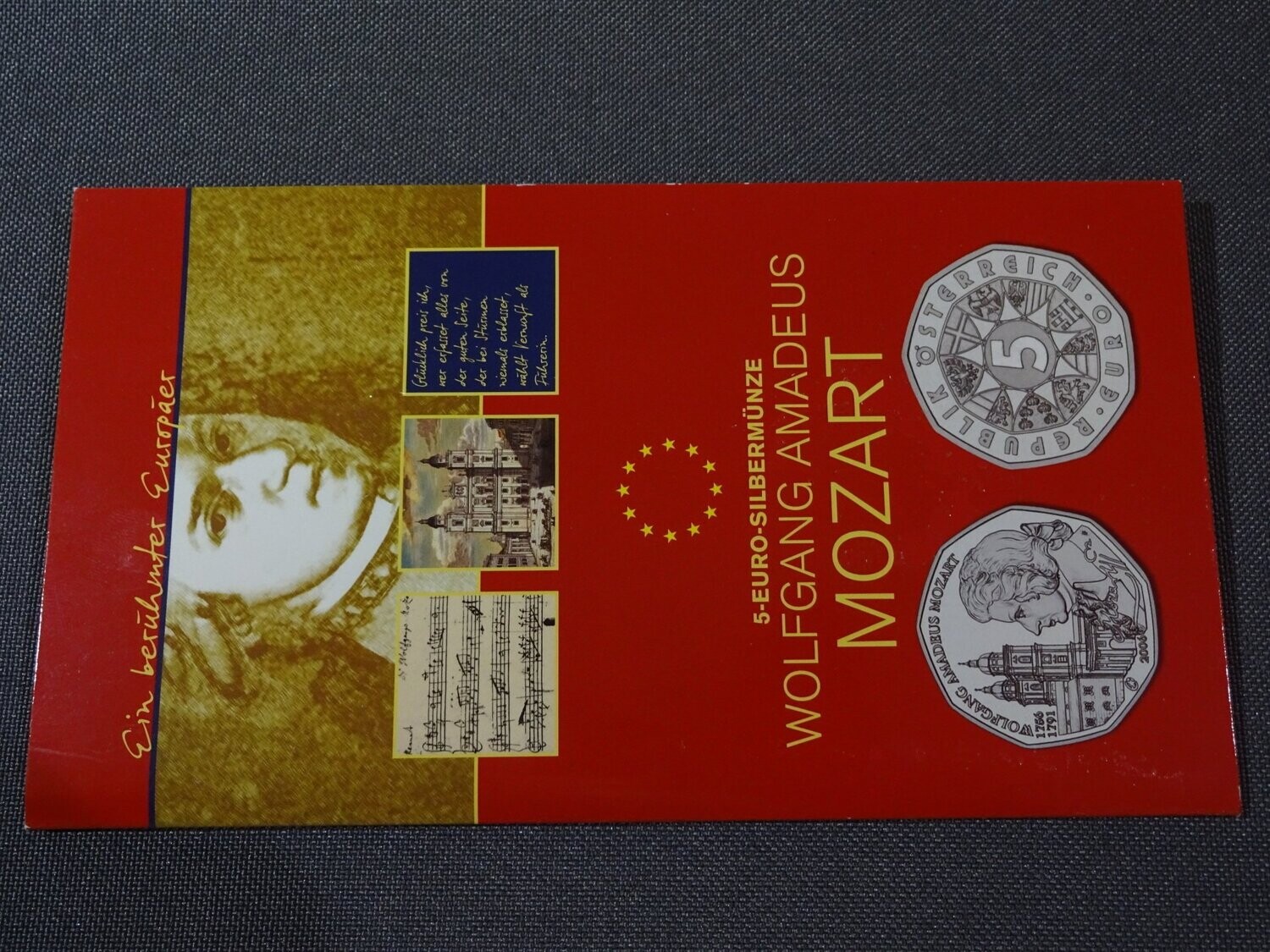 Silbermünze Österreich 2006 5 Euro Mozart Blister