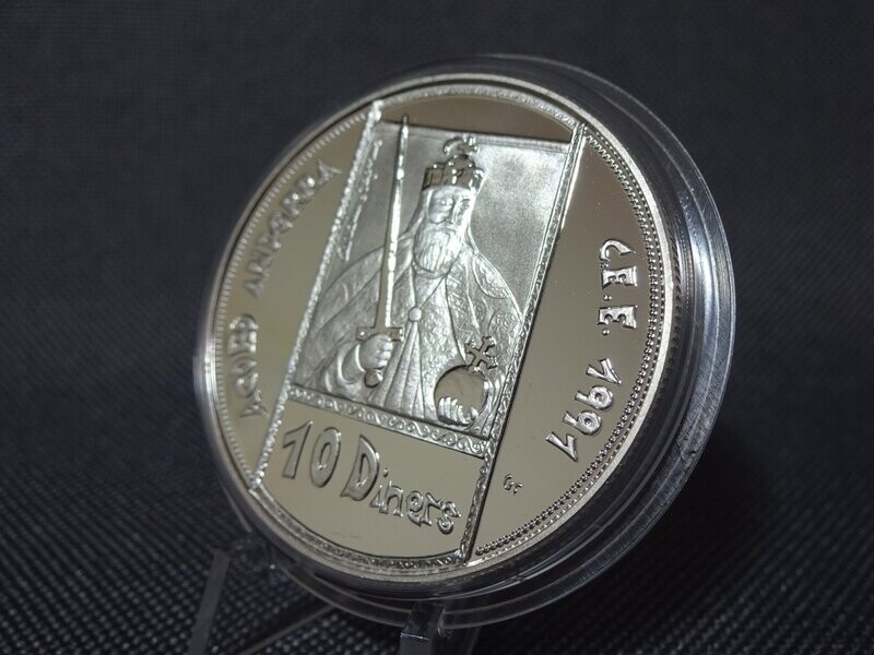 Silbermünze Andorra 1992 Karl der Große 10 Diners PP Proof
