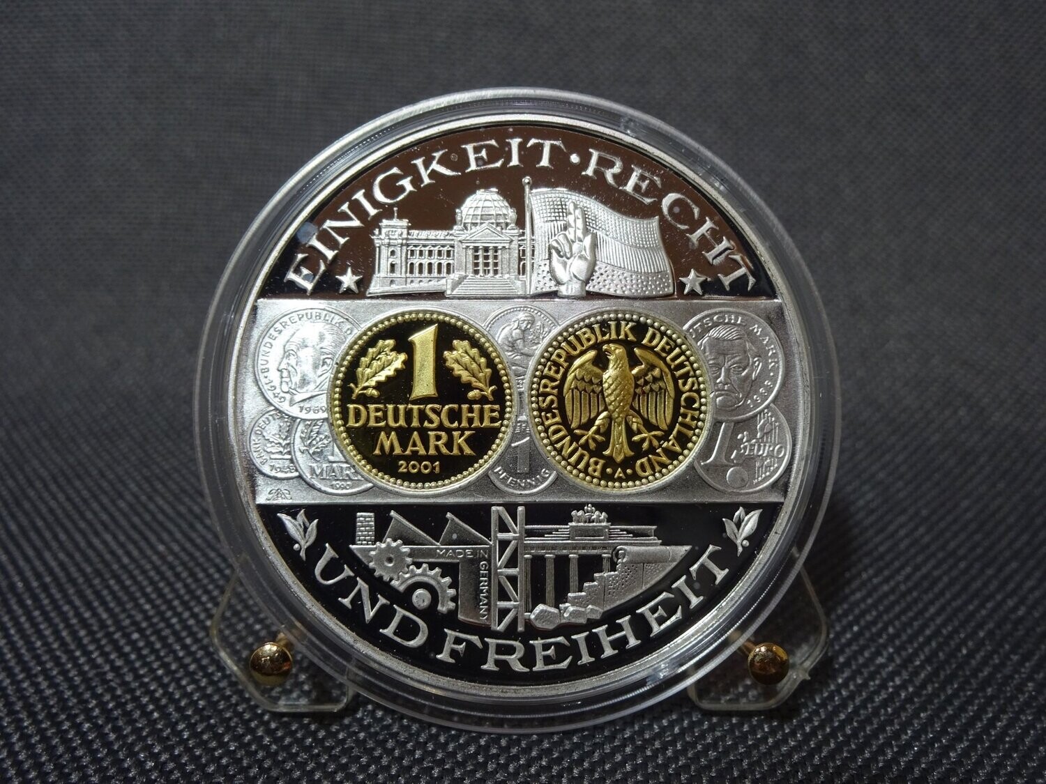 Silbermedaille Deutschland 1 Deutsche Mark Münzgeschichte Gilded Teilvergoldet PP Silbermedaille Deutschland 1 Deutsche Mark Münzgeschichte Gilded Teilvergoldet PP