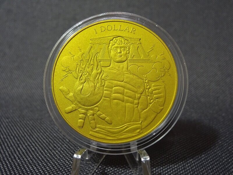 Titanmünze Salomon Inseln 2018 Prometheus 1 Dollar Gelb Gefärbt