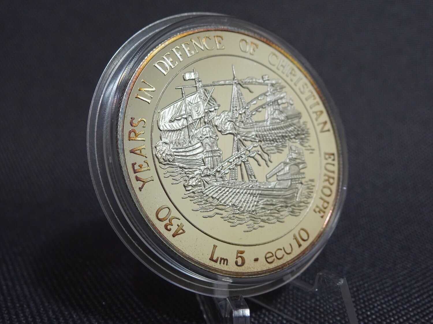 Silbermünze Malta 1993 5 Lira 10 Ecu Verteidigung des christlichen Europas PP Proof