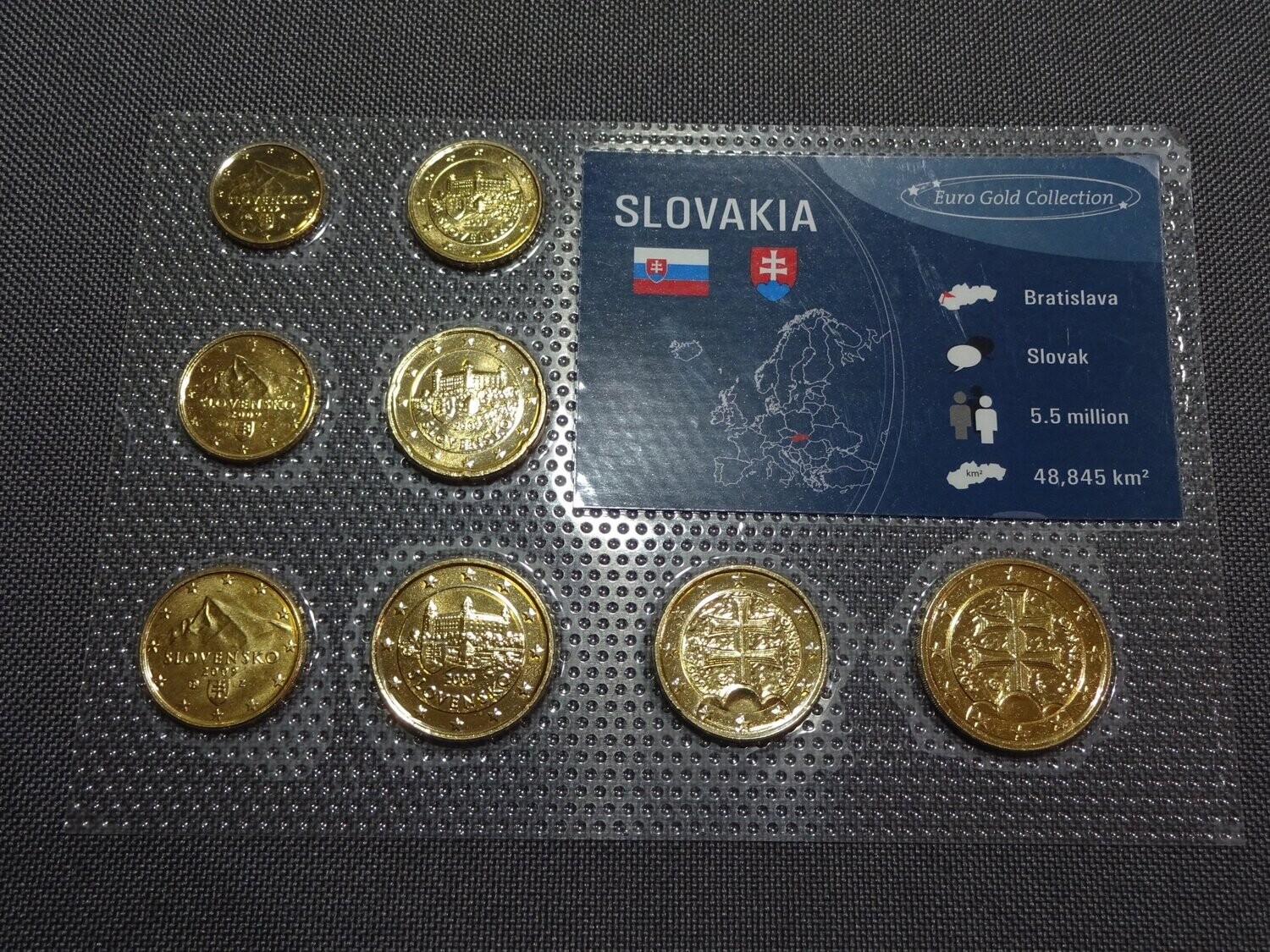 Kursmünzensatz KMS Set Slowakei 2009 1 Cent - 2 Euro Vergoldet