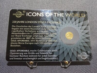 Goldmünze Ruanda 2021 10 Francs London Börse Icons of the World Goldcard 1/200 Oz Unze