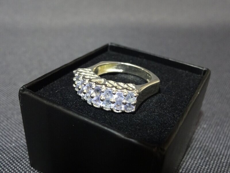 Silberring Blau Lila Tansanit? Herzform Ring 925-Silber