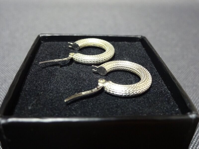 Ohrringe Set Weißgold Punze Italy Milor Schlangenmuster 14 k 585-Gold