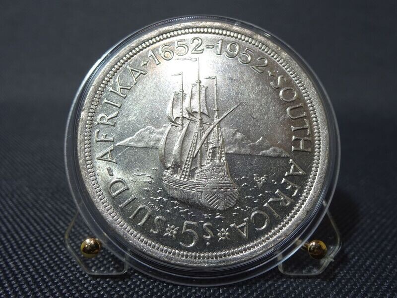 Silbermünze Südafrika 1952 5 Schilling Gründung Kapstadt (1.)