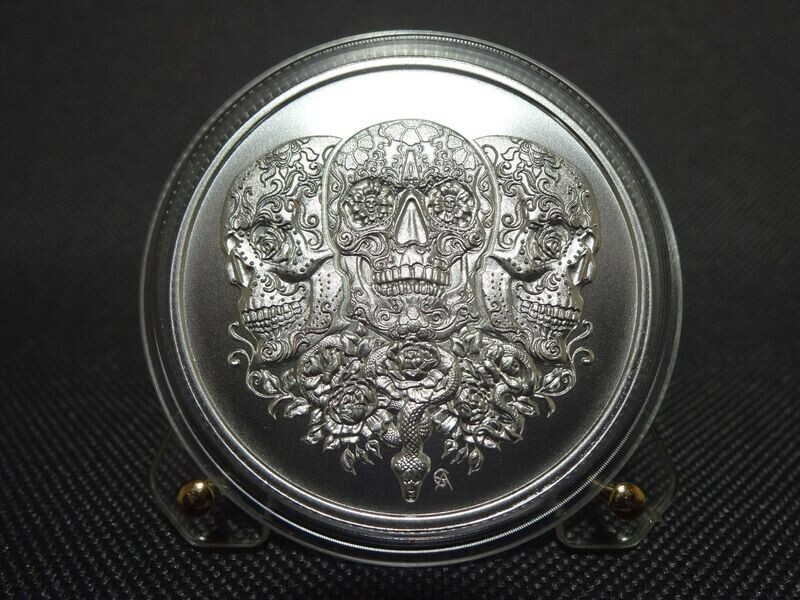Silbermedaille USA Skull Snake Schlange Religiöse Totenschädel Intaglio Mint 1 Oz Unze Silbermedaille USA Skull Snake Schlange Religiöse Totenschädel Intaglio Mint 1 Oz Unze