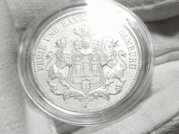 Silbermünze Deutsches Kaiserreich 3 Mark 1909 J Freie und Hansestadt Hamburg Matt Weiß