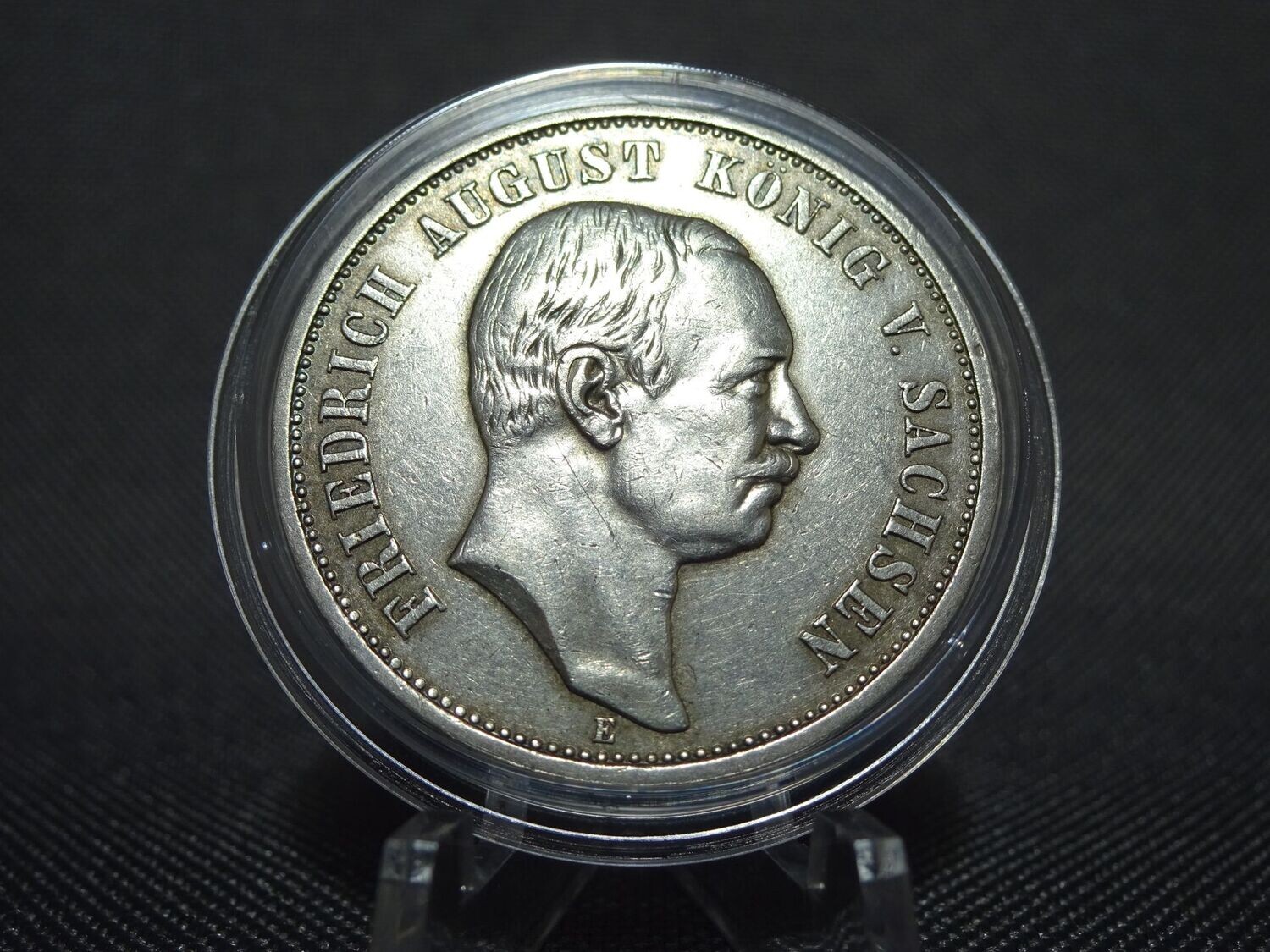 Silbermünze Deutsches Kaiserreich 1909 E 3 Mark Friedrich August König Sachsen