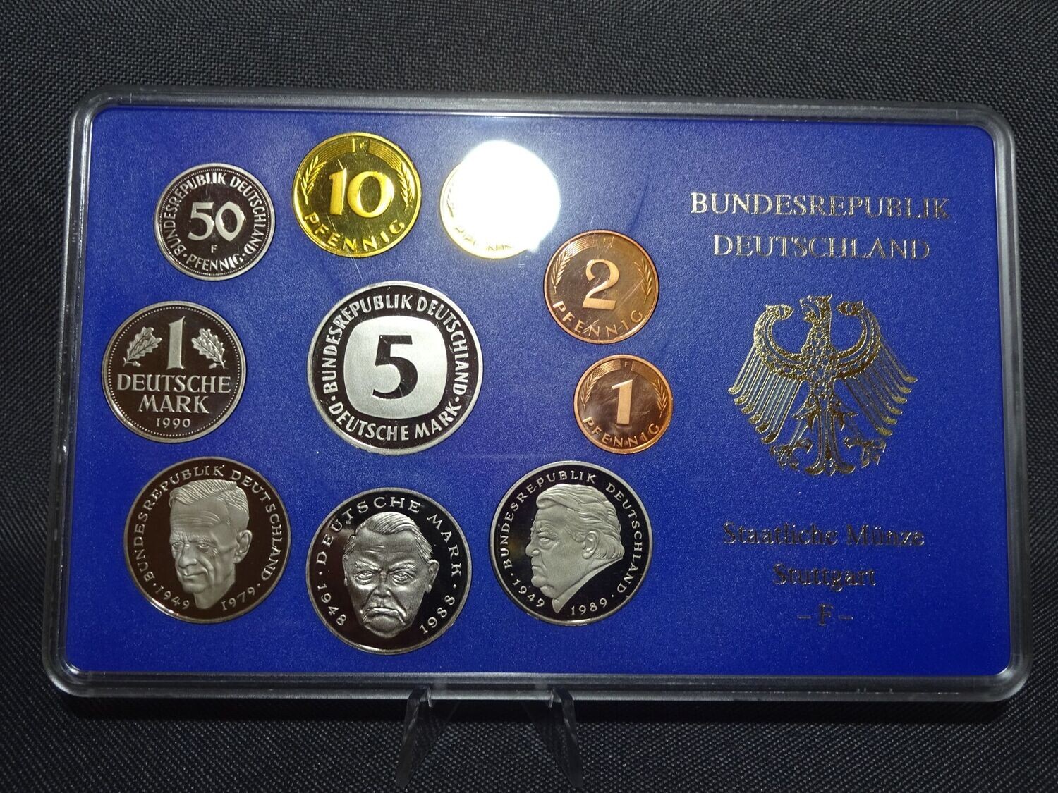 Kursmünzensatz KMS Set Deutschland 1990 F 1 Pfennig - 5 Mark Blister PP Proof