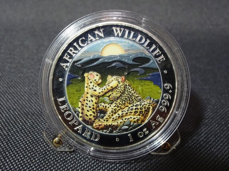 Silbermünze Somalia Leopard 2019 100 Shillings African Wildlife Farbe Koloriert 1 Oz Unze Silbermünze Somalia Leopard 2019 100 Shillings African Wildlife Farbe Koloriert 1 Oz Unze