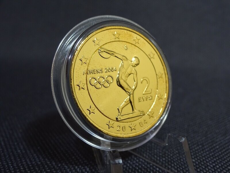 Münze Griechenland 2004 2 Euro Olympiade Athen Diskuswurf Vergoldet Münze Griechenland 2004 2 Euro Olympiade Athen Diskuswurf Vergoldet