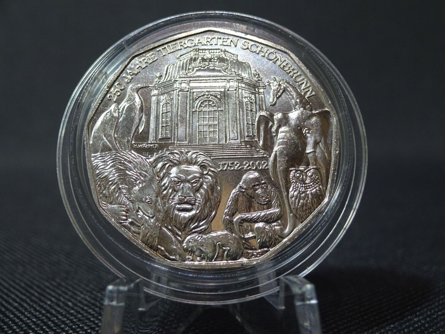 Silbermünze Österreich 2002 5 Euro 250 Jahre Tiergarten Schönbrunn Löwe Elefant Affe Silbermünze Österreich 2002 5 Euro 250 Jahre Tiergarten Schönbrunn Löwe Elefant Affe