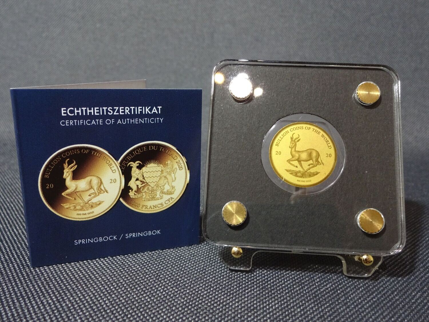 Goldmünze Tschad 2020 3000 Francs Springbok Bullion Coins of the World 1/500 Oz Unze