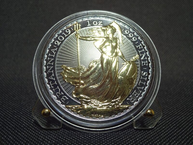 Silbermünze England 2019 2 Pounds Britannia Ruthenium Gilded 1 Oz Unze Silbermünze England 2019 2 Pounds Britannia Ruthenium Gilded 1 Oz Unze