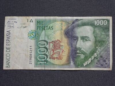 Banknote Spanien 1992 1000 Pesetas Hernan Cortes Francisco Pizarro Geldschein