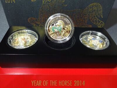 Silbermünzen Set Ruanda 2014 500 Francs 3D Skulptur Lunar Pferd Horse Gilded Pave-Technik PP Proof Silbermünzen Set Ruanda 2014 500 Francs 3D Skulptur Lunar Pferd Horse Gilded Pave-Technik PP Proof