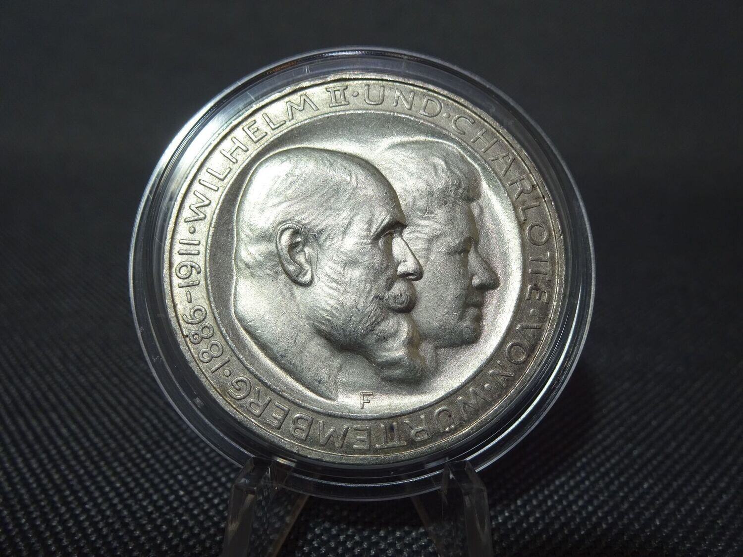 Silbermünze (1) Deutsches Kaiserreich 1911 3 Mark Wilhelm II. Charlotte 25. Jahrestag Württemberg Silbermünze (1) Deutsches Kaiserreich 1911 3 Mark Wilhelm II. Charlotte 25. Jahrestag Württemberg