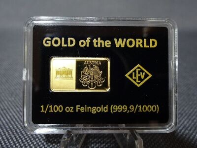 Goldbarren Österreich Wiener Philharmoniker Austria Gold of the World 1/100 Oz Unze