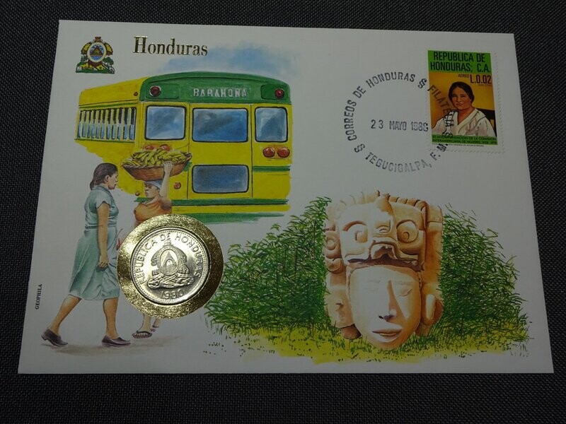 Numisbrief Honduras 1980 Münze 10 Diez Centavos De Lempira Briefmarke Numisbrief Honduras 1980 Münze 10 Diez Centavos De Lempira Briefmarke