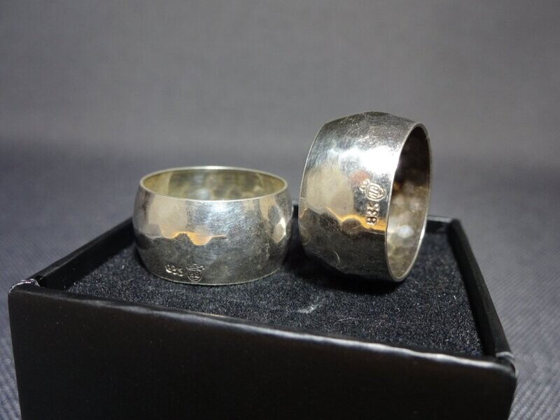 Silberringe Set Facettenmuster Vintage Retro Ring 835-Silber