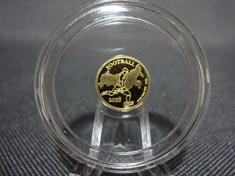 Goldmünze Kongo 2018 100 Francs Fussball WM Russland Football 0,5 g