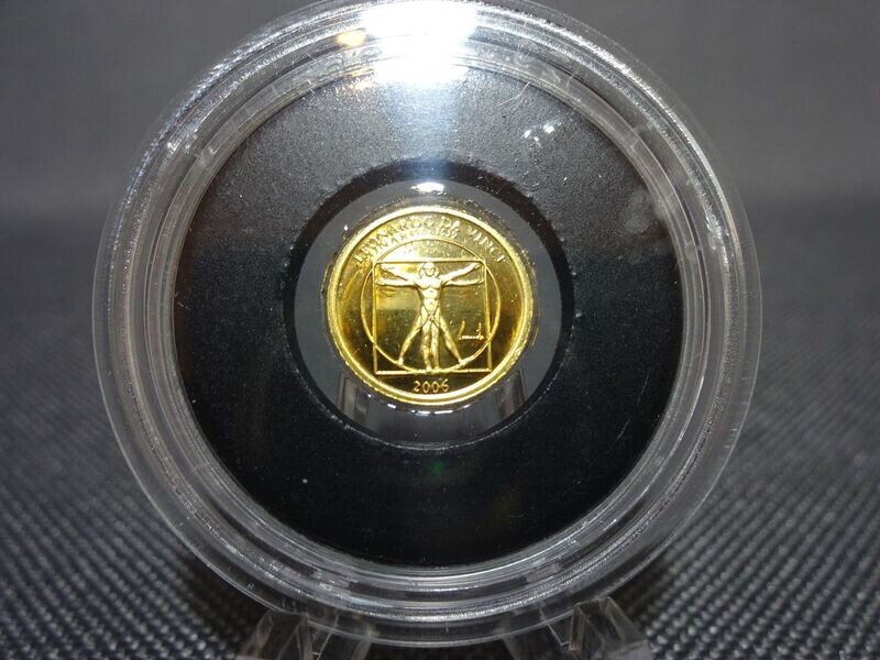 Goldmünze Mongolei 2006 500 Tugrug Leonardo Da Vinci PP Proof 0,5 g