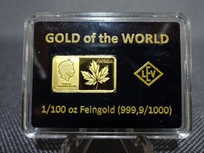Goldbarren Kanada Maple Leaf Gold of the World 1/100 Oz Unze Goldbarren Kanada Maple Leaf Gold of the World 1/100 Oz Unze