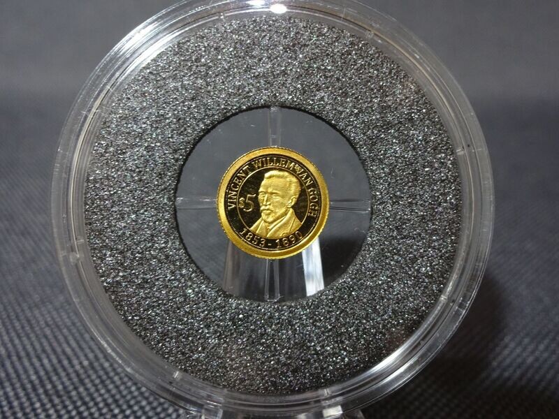 Goldmünze Nauru 2011 5 Dollars Vincent Van Gogh PP Proof 0,5 g 585