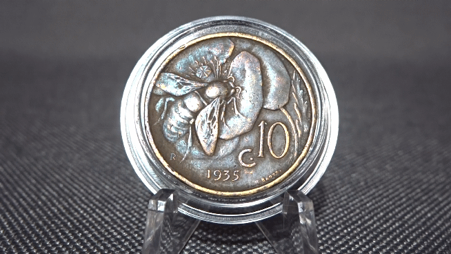 Münze Italien 1935 10 Centesimi Honigbiene Vittorio Patina Münze Italien 1935 10 Centesimi Honigbiene Vittorio Patina