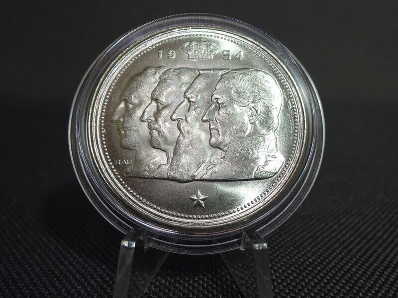 Silbermünze Belgien 1954 100 Francs Franken Königsfamilie Belgique