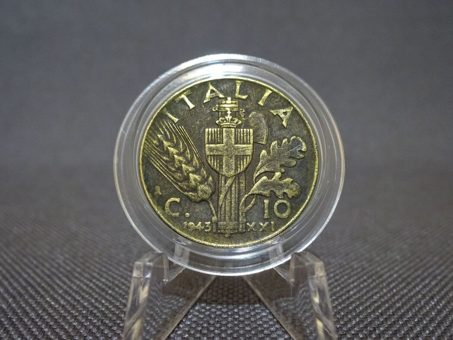 Münze Italien 1943 10 Centesimi Vittorio Faschistenprägung