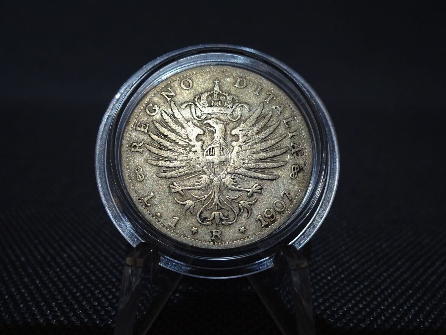 Silbermünze Italien 1907 1 Lira König Vittorio III.