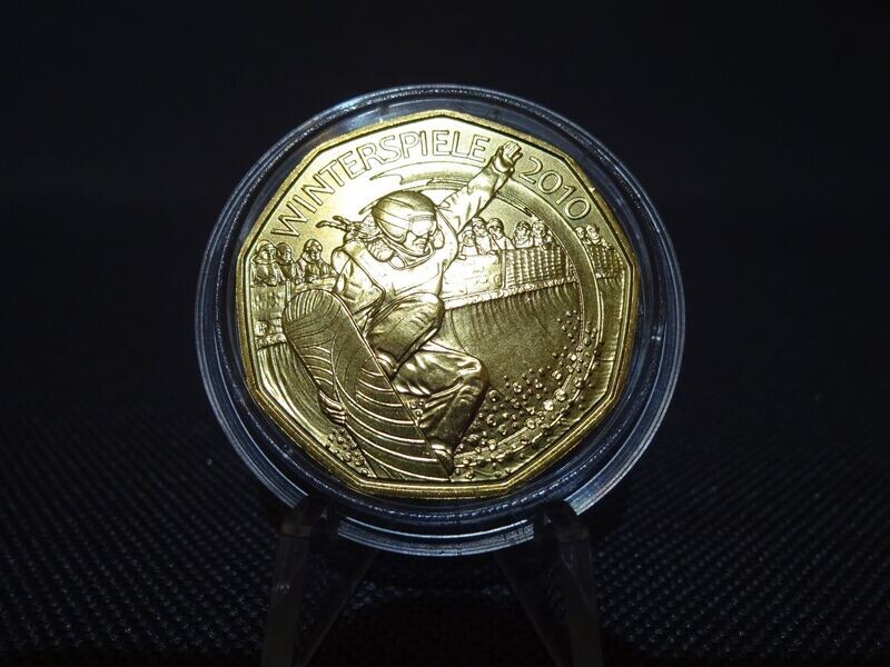 Silbermünze Österreich 2010 5 Euro Olympia Winterspiele Snowboarden Vergoldet Silbermünze Österreich 2010 5 Euro Olympia Winterspiele Snowboarden Vergoldet