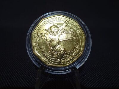 Silbermünze Österreich 2010 5 Euro Olympia Winterspiele Snowboarden Vergoldet