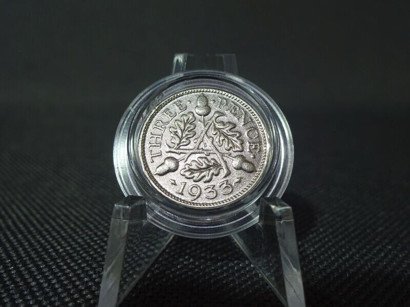 Silbermünze England 1933 3 Pence König George V. Silbermünze England 1933 3 Pence König George V.
