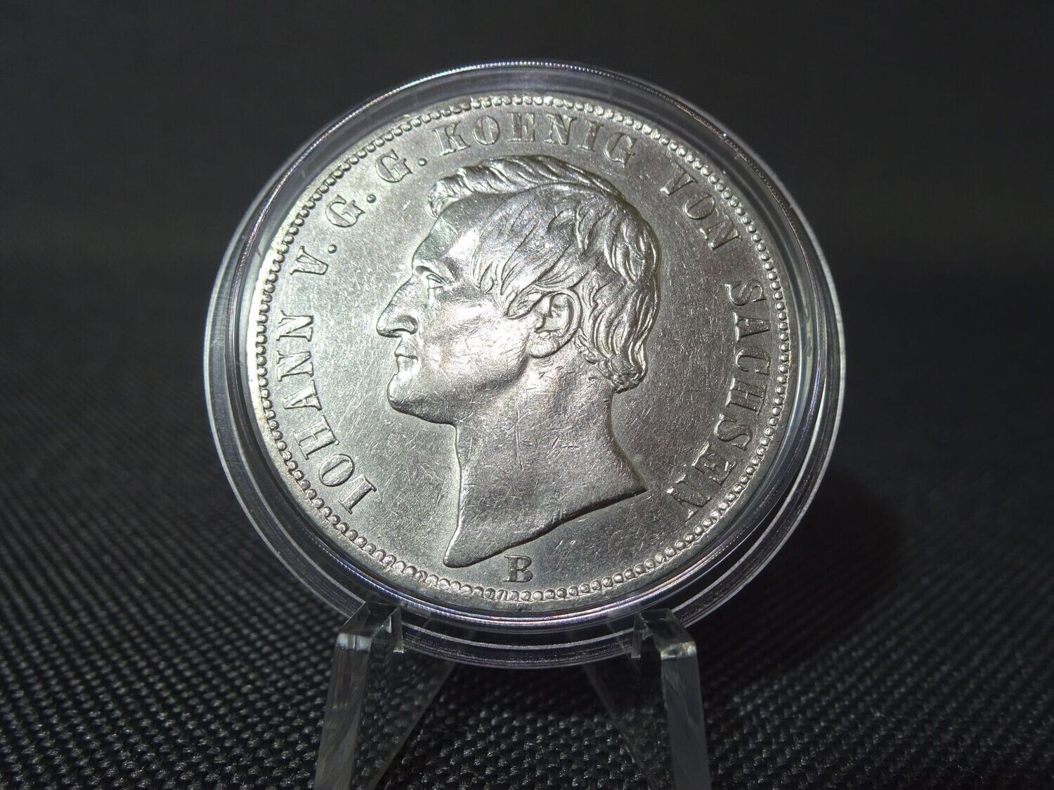 Silbermünze 1869 1 Taler Altdeutschland König Johann Vereinstaler Sachsen Löwen Wappen Silbermünze 1869 1 Taler Altdeutschland König Johann Vereinstaler Sachsen Löwen Wappen