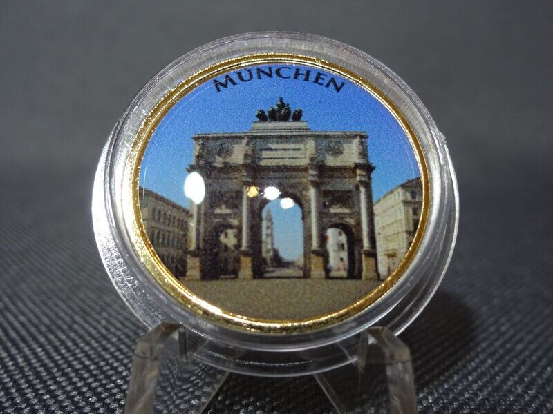 Münze Deutschland 2 Euro München Siegestor Farbe Emaille Vergoldet