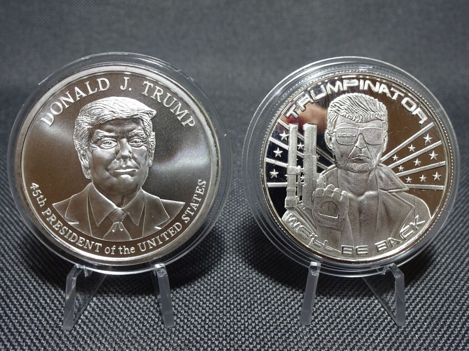 Silbermedaillen Set USA President Donald Trump Trumpinator Biden White House 2x 1 Oz Unze