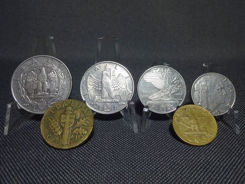 Kursmünzensatz KMS Set Italien 1939 5 Centesimi - 2 Lire Vittorio III. Faschistenprägung