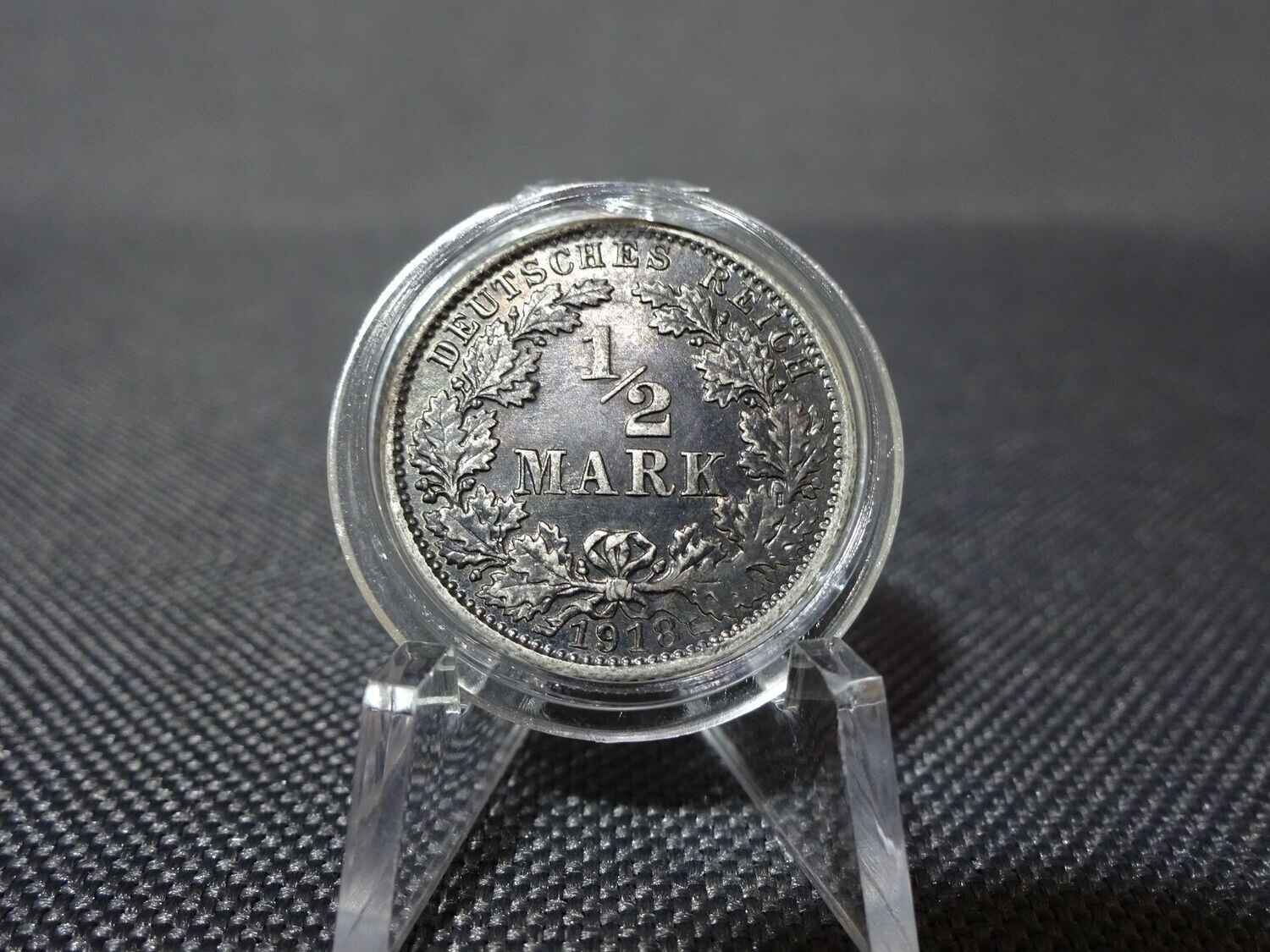 Silbermünze Deutsches Kaiserreich 1918 G 1/2 Mark Schwarz Lackiert