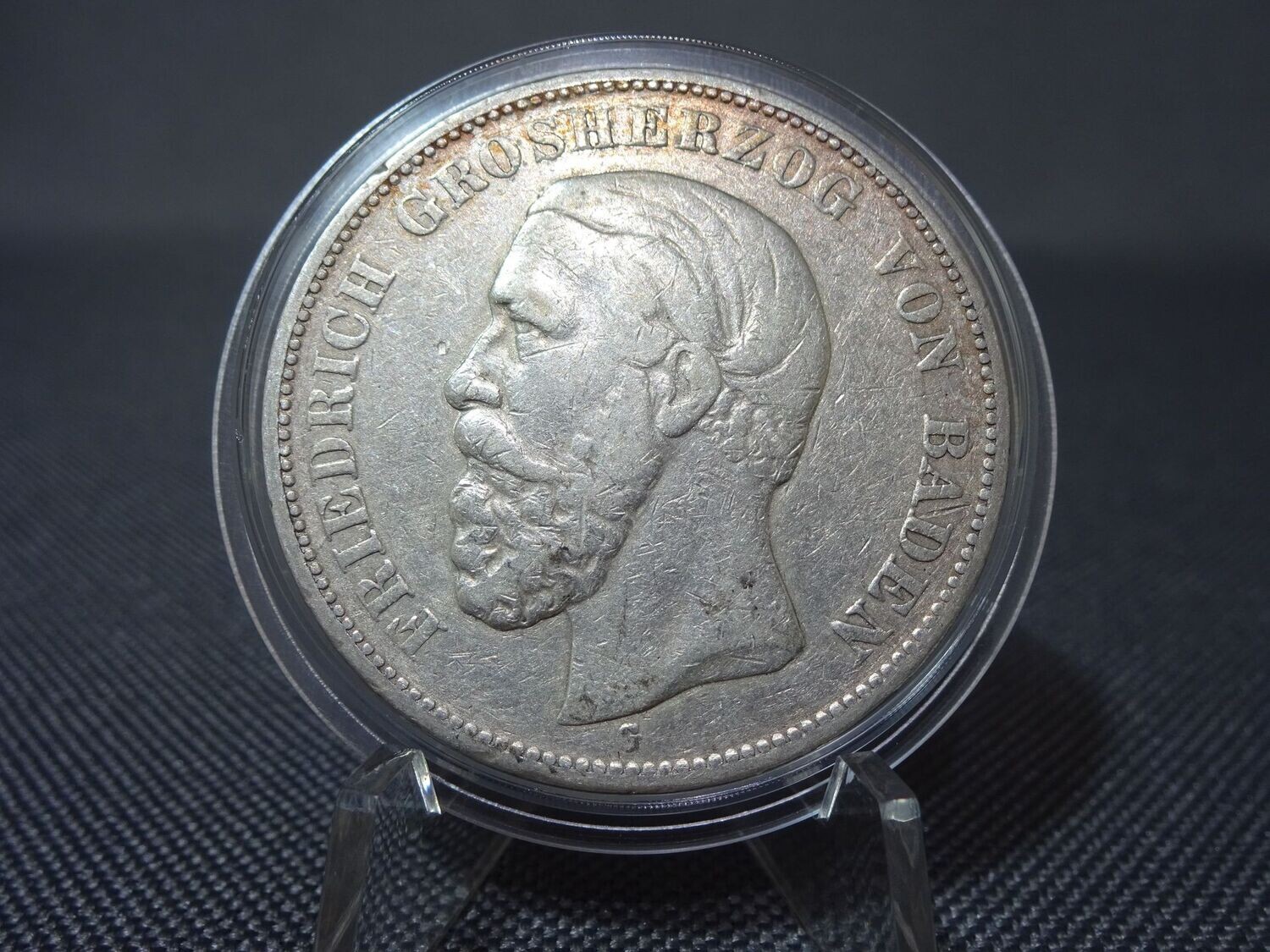 Silbermünze Deutsches Kaiserreich 1876 G 5 Mark Großherzog Friedrich Baden Silbermünze Deutsches Kaiserreich 1876 G 5 Mark Großherzog Friedrich Baden