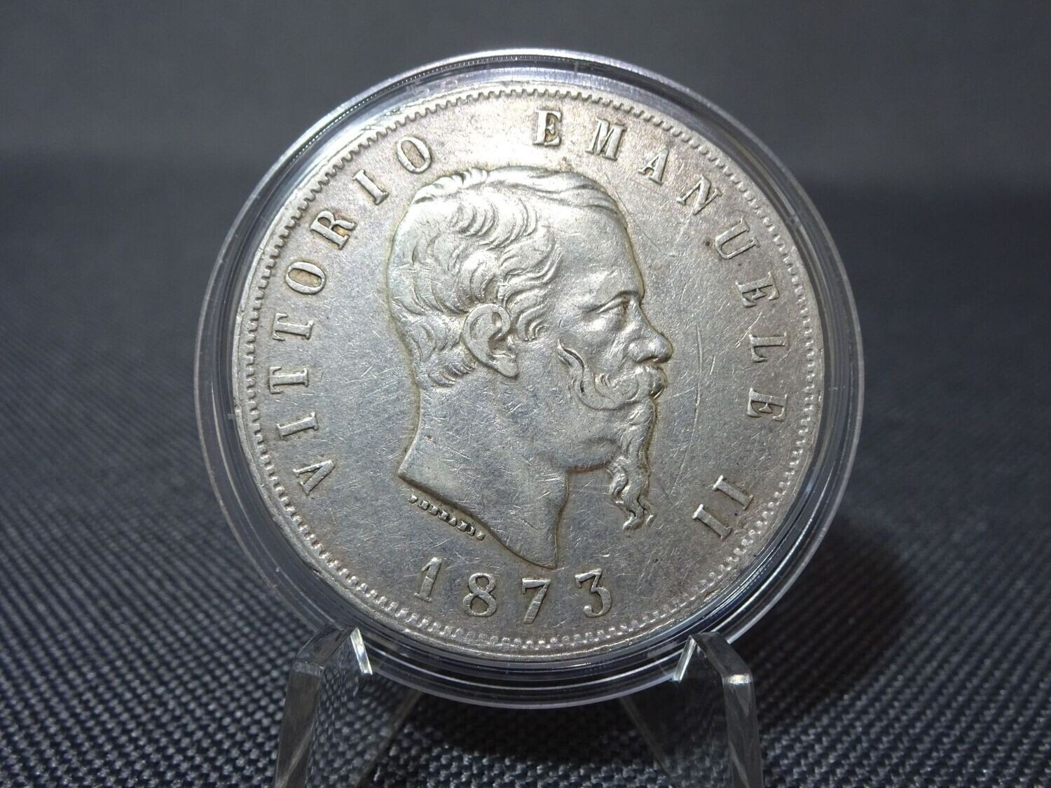 Silbermünze Italien 1873 5 Lire König Vittorio Emanuele II.