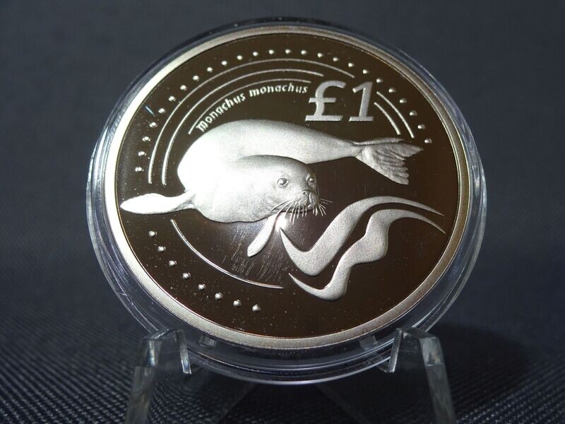 Münze Zypern 2005 1 Pound Pfund Mittelmeer-Mönchsrobbe PP Proof