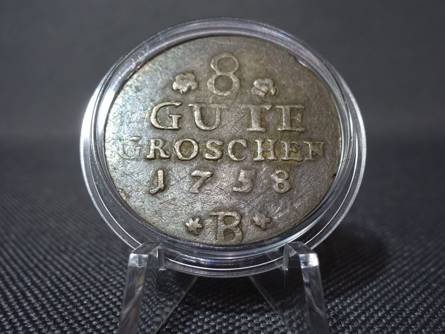 Silbermünze 1758 B 8 Gute Groschen Altdeutschland Friedrich Anhalt Bernburg Kriegsprägung