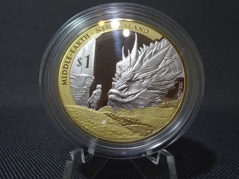 Silbermünze Neuseeland 2014 Herr Der Ringe 1 Dollar Mittelerde Frodo Drache Gilded PP Proof 1 Oz Unze Silbermünze Neuseeland 2014 Herr Der Ringe 1 Dollar Mittelerde Frodo Drache Gilded PP Proof 1 Oz Unze