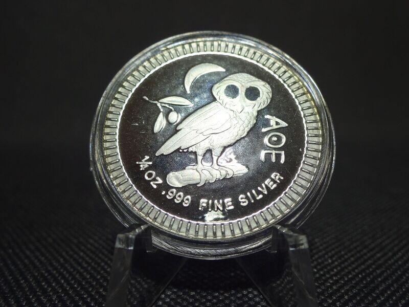 Silbermünze Niue 2017 1 Dollar AOE Eule Von Athen 1/4 Oz Unze
