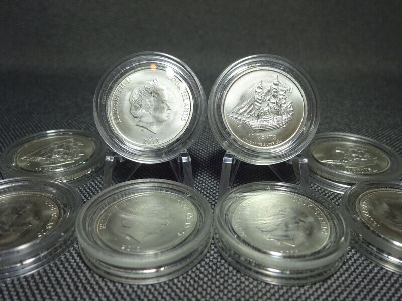Silbermünze Cook Islands 2012 10 Cents Bounty Segelschiff 1/10 Oz Unze Silbermünze Cook Islands 2012 10 Cents Bounty Segelschiff 1/10 Oz Unze