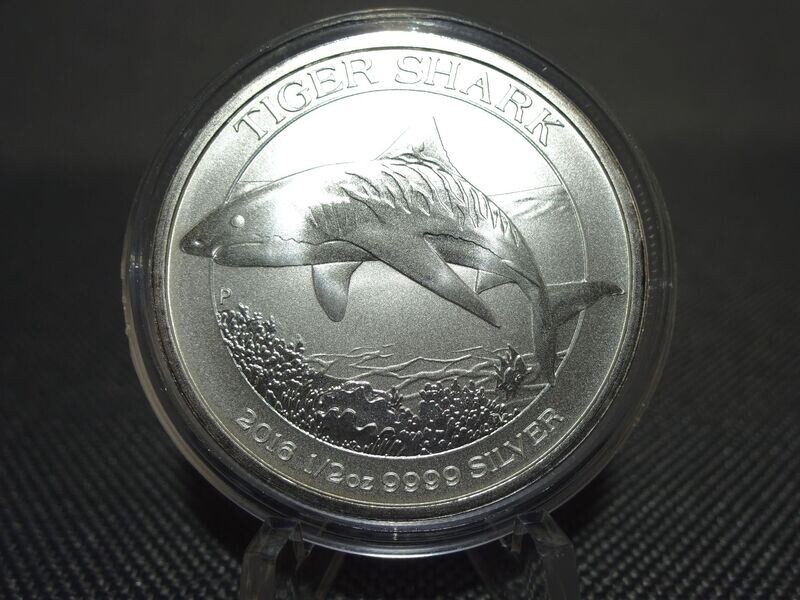 Silbermünze Australien 2016 50 Cents Tiger Shark Tigerhai 1/2 Oz Unze Silbermünze Australien 2016 50 Cents Tiger Shark Tigerhai 1/2 Oz Unze